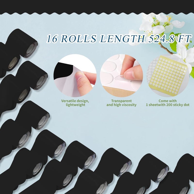 DASTTUIS 16 Rolls 524.8 Ft Black Bulletin Board Borders Set - Scalloped Trim for Classroom Decor, Office, School Decorations - Teacher Borders for Bulletin Boards, Wall & Theme Supplies - Image 2